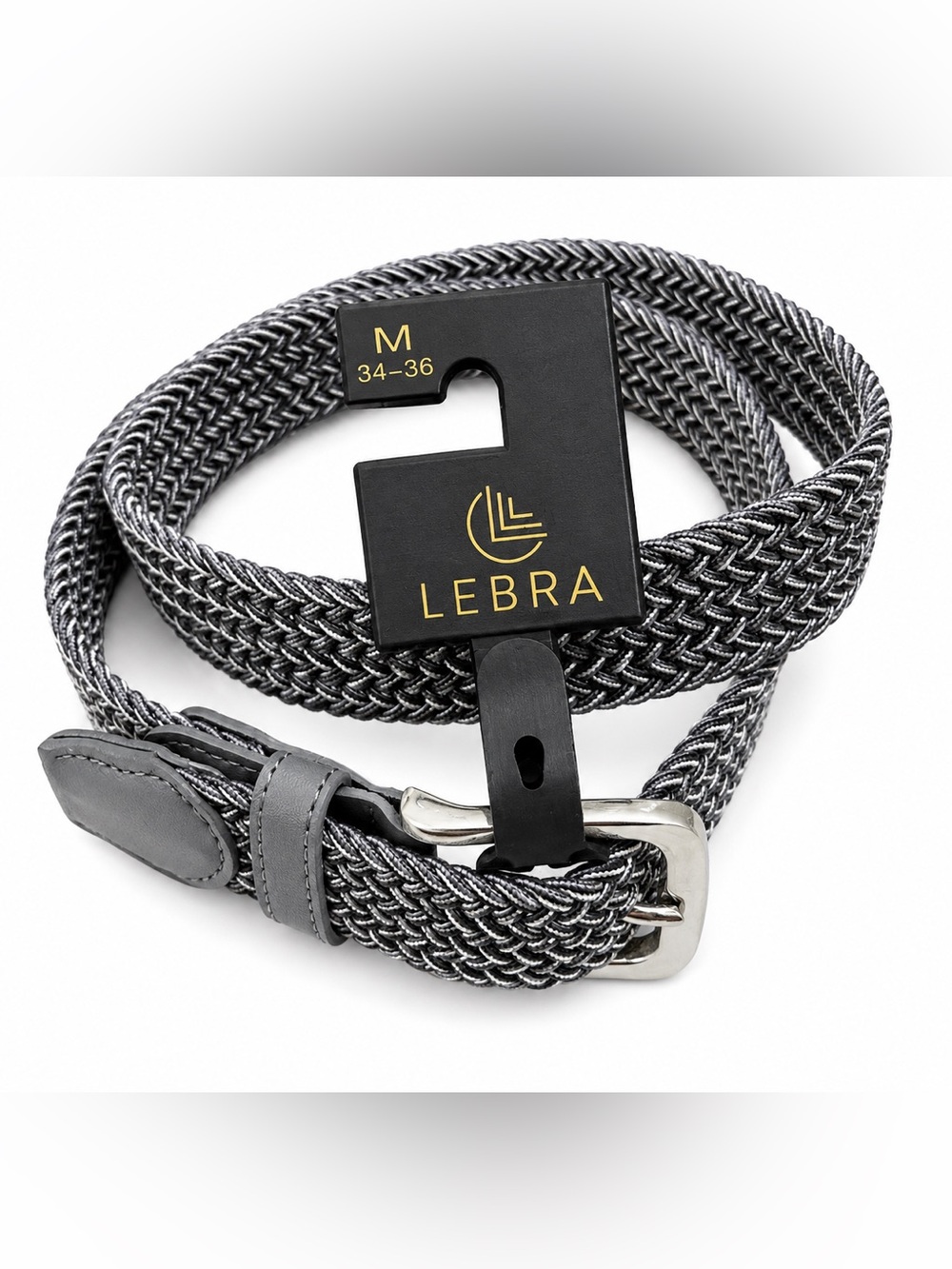 🩵LEBRA Men's Braided Stretch Belt in Gray